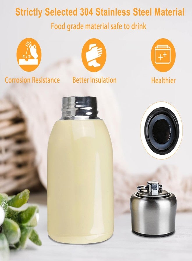 Fellibay 10oz/300ML Small Thermal Mug Leak Proof Vacuum Flasks 304 Stainless Steel Cold and Hot Thermal Flask for Kids Women Office Lunch Coffee Milk Tea (Beige) - Image 2